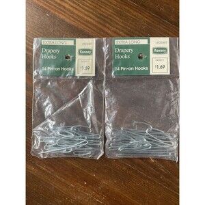 Extra Long Drapery Hooks 14 Pin On Hooks per Pack Lot 2 Packs Kenney
